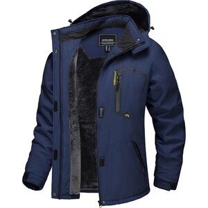 Women's Navy Blue Windbreaker Waterproof Ski Snow Fleece Hood Jacket Coat Winter